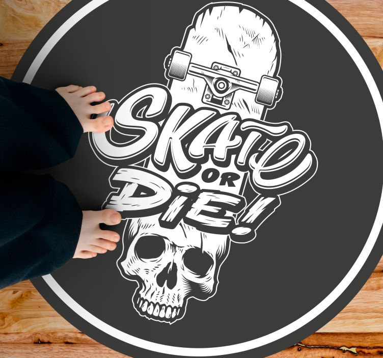 Skull skate or die teenage bedroom vinyl rug - TenStickers