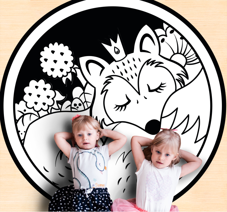 Sleeping Fox Circle animal vinyl rug - TenStickers