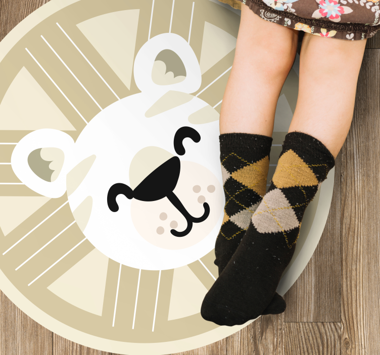 Smiling lion graphic nursery vinyl rug - TenStickers