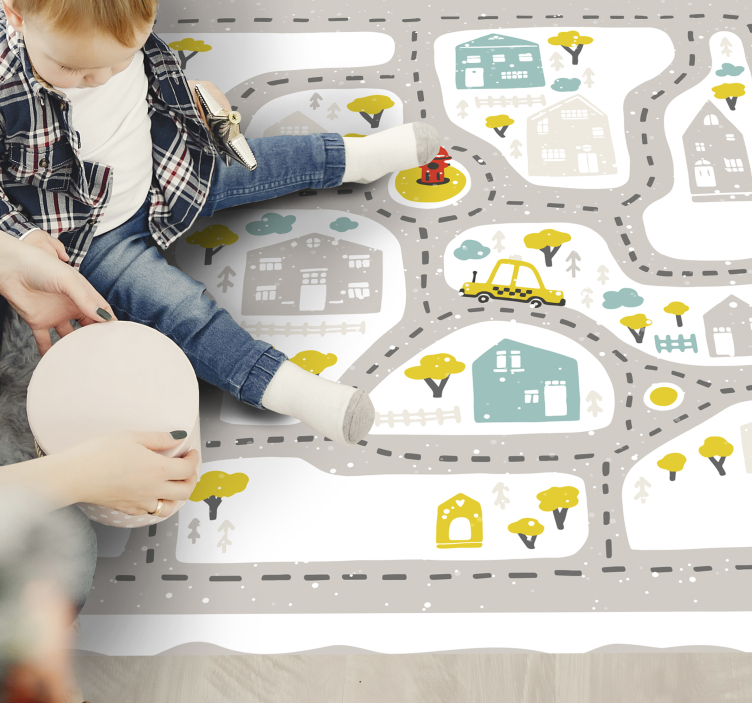 snowy city landscape with roads road rug - TenStickers