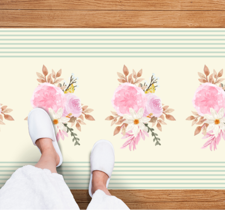 Soft Floral Arrangement vinyl rug bathroom - TenStickers