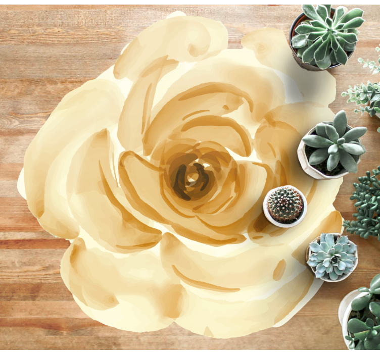 Soft beige rose vinyl rug flowers - TenStickers