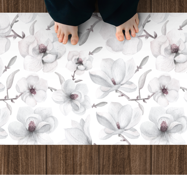 Soft grey Concept vinyl rug flowers - TenStickers