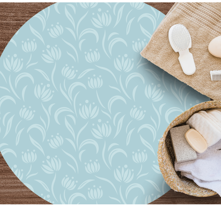 Blue soft pattern vinyl rug flowers - TenStickers