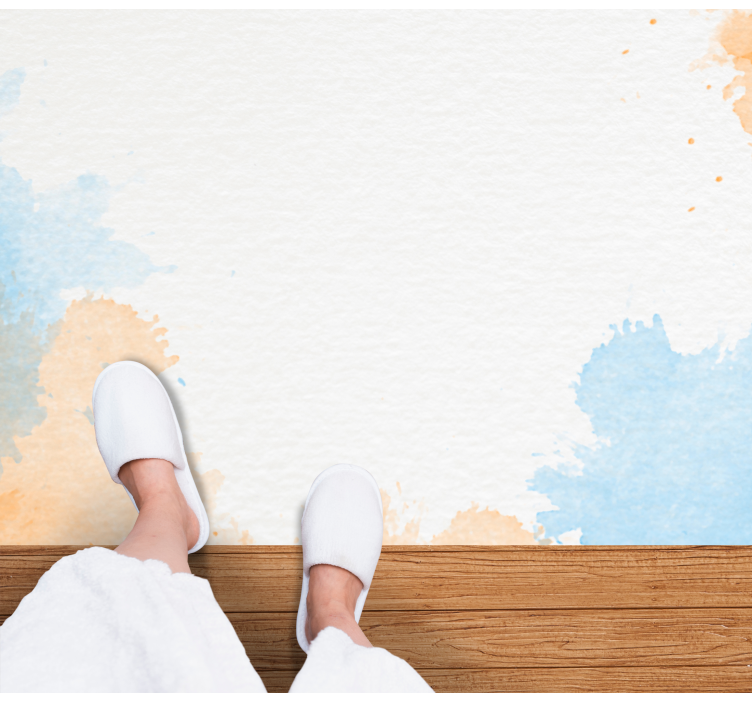 Soft watercolour hues vinyl rug bathroom - TenStickers
