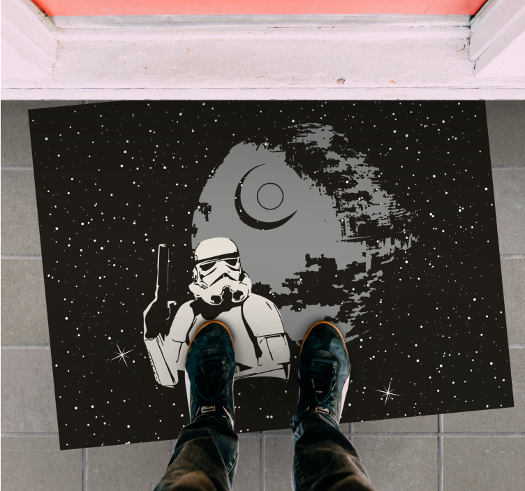 Space Stormtrooper Scene vinyl rug - TenStickers