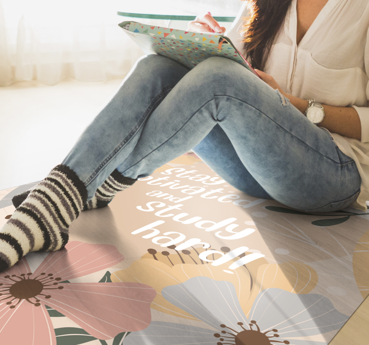 Stay motivated and study custom vinyl rug - TenStickers