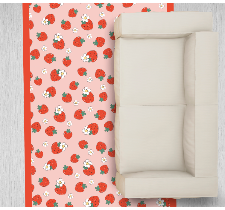 Strawberry Floral Pattern vinyl rug flowers - TenStickers
