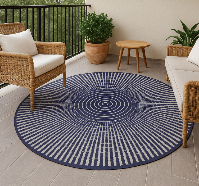 Striped concentric design outdoor vinyl rug - TenStickers