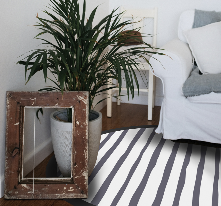 Striped Grey nordic vinyl rug - TenStickers