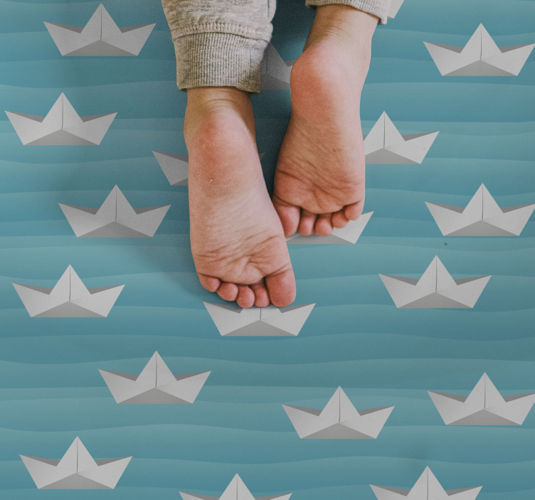 Striped Paper Boats star vinyl rug - TenStickers