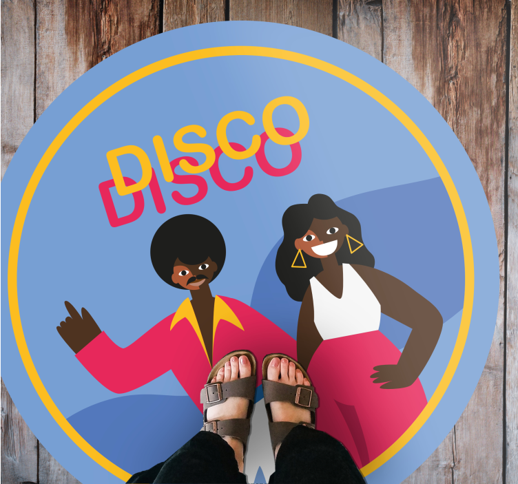 Stylish Disco Vibes circular vinyl rug - TenStickers