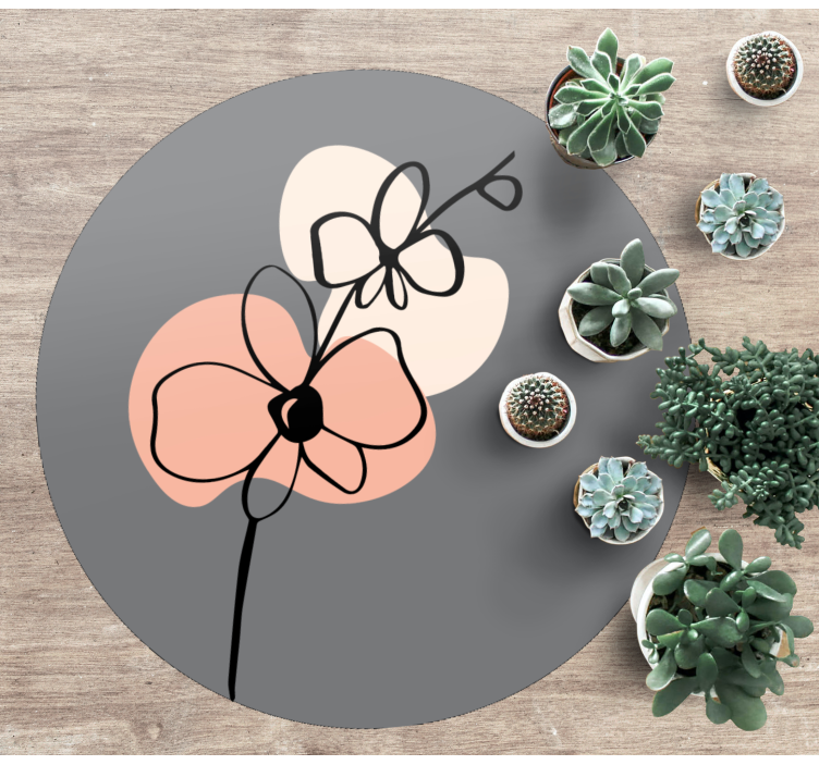 Minimalist stylish grey design vinyl rug flowers - TenStickers