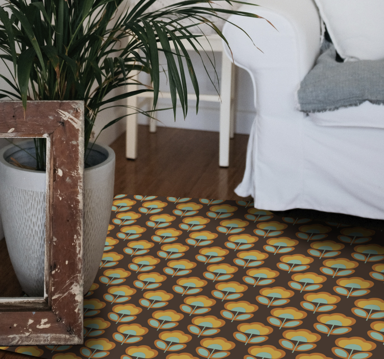 Vintage brown design vinyl rug flowers - TenStickers
