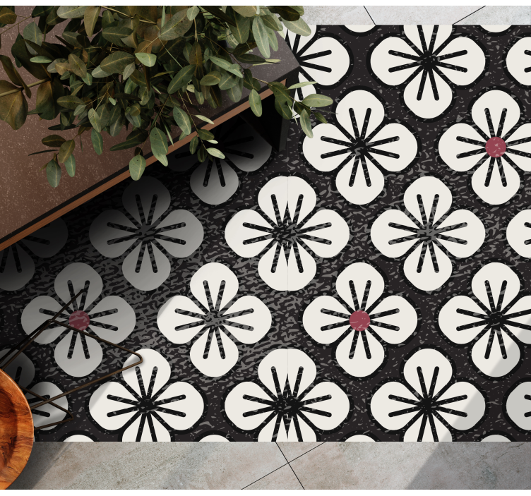 Stylish brown clovers vinyl rug flowers - TenStickers