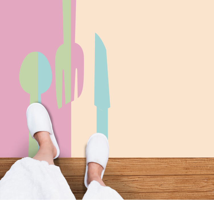 Stylish Utensil Silhouettes kitchen vinyl rug - TenStickers