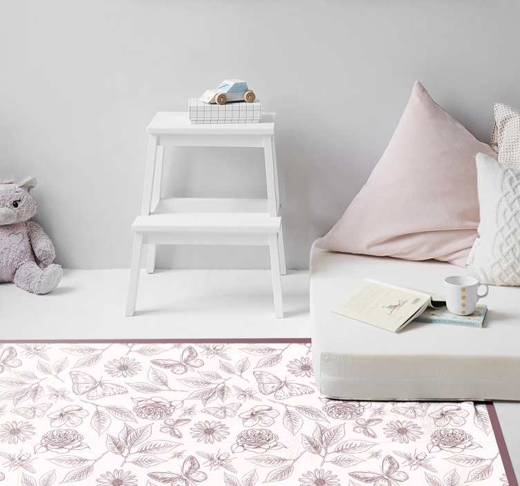 Subtle blossom arrangement vinyl rug flowers - TenStickers