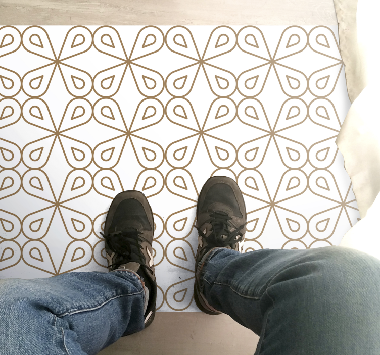 Subtle Leaf Motif tile vinyl rug - TenStickers