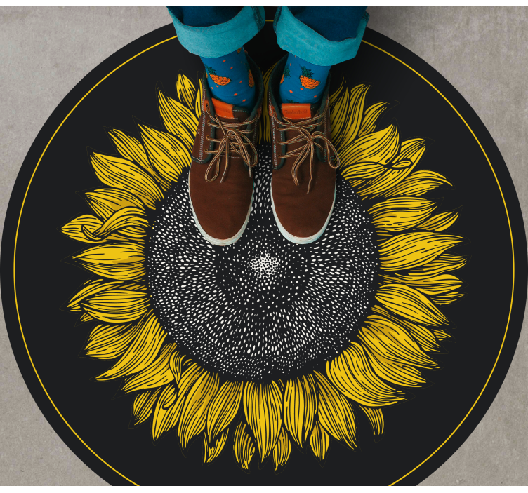 Big sunflower design vinyl rug flowers - TenStickers