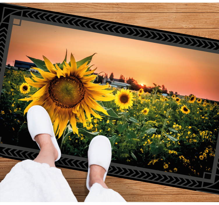 Sunflower sunset vinyl rug flowers - TenStickers