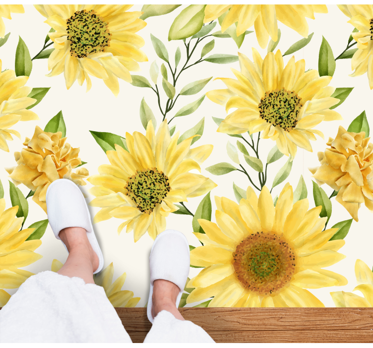 Sunflower Floral Arrangement vinyl rug flowers - TenStickers