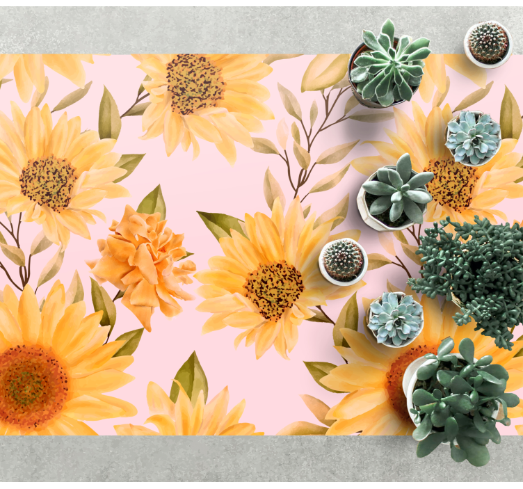 Sunflower Floral Concept vinyl rug flowers - TenStickers