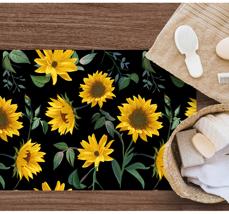 Sunflower Floral Pattern vinyl rug flowers - TenStickers