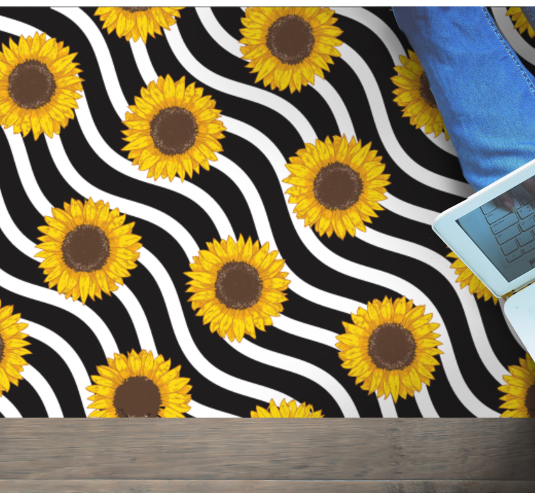Sunflower Wave Pattern vinyl rug flowers - TenStickers