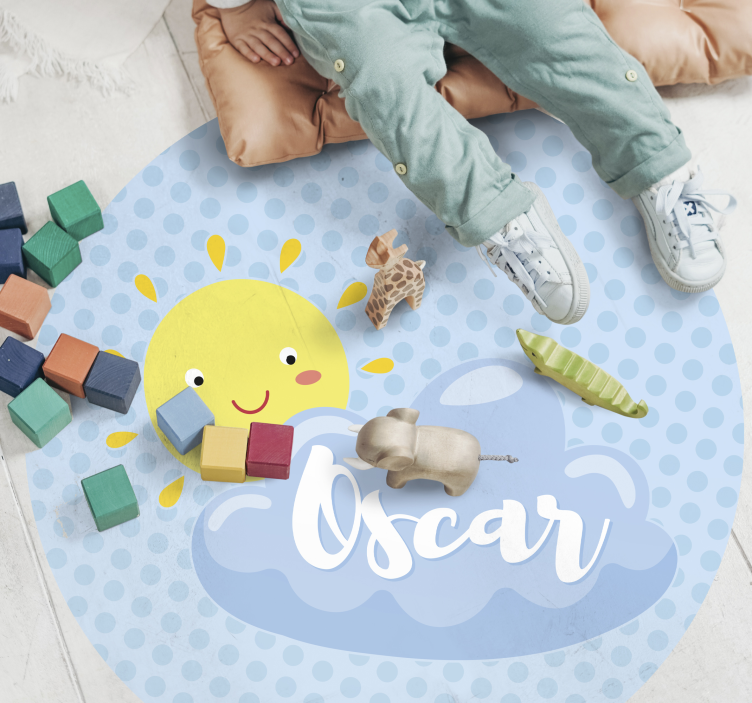 Sun and cloud with name vinyl rug - TenStickers