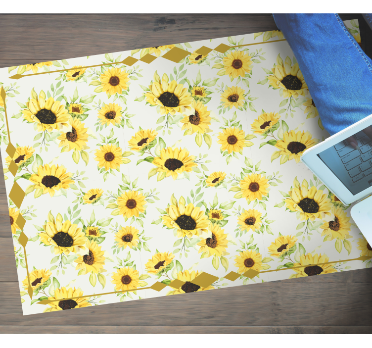Sunny Floral Pattern vinyl rug flowers - TenStickers