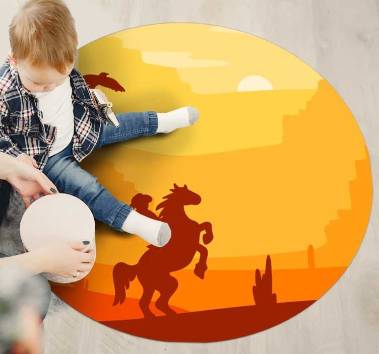 Sunset Silhouette animal vinyl rug - TenStickers