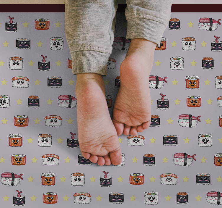 Sushi Cartoon Pattern kids vinyl rug - TenStickers