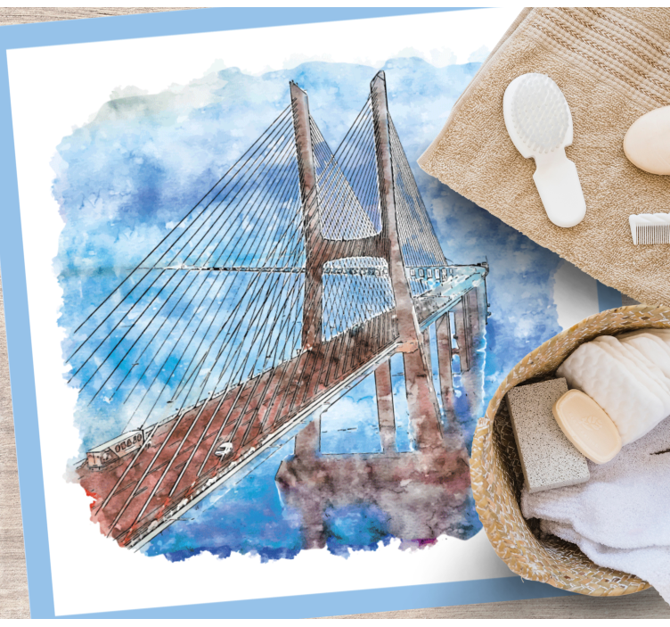 Suspension Bridge Artwork vinyl rug bathroom - TenStickers