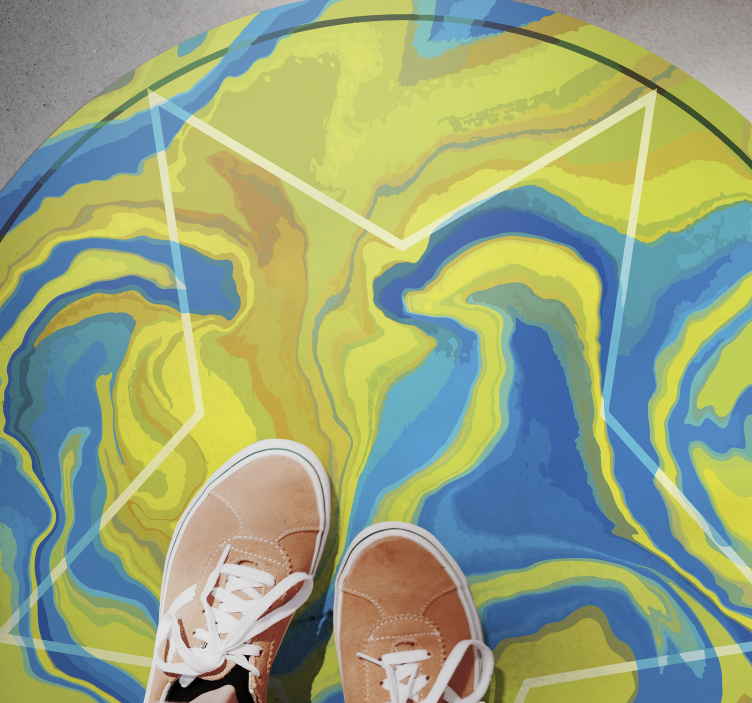 Blue and yellow star vinyl rug - TenStickers