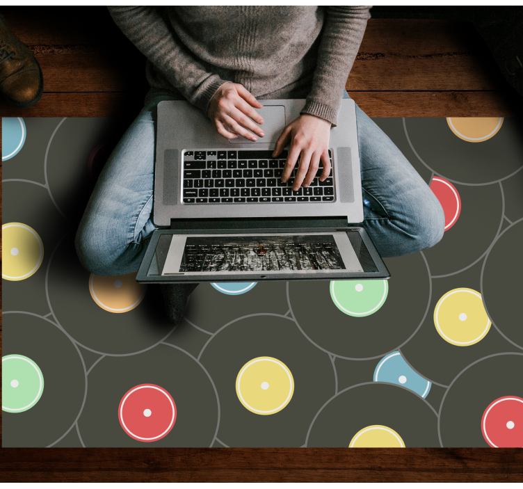 Teenage bedroom vinyl rug vibrant vinyl discs - TenStickers