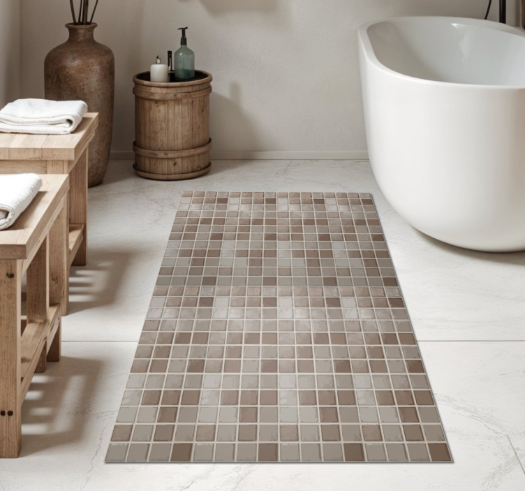 Tiled Pattern vinyl rug bathroom - TenStickers