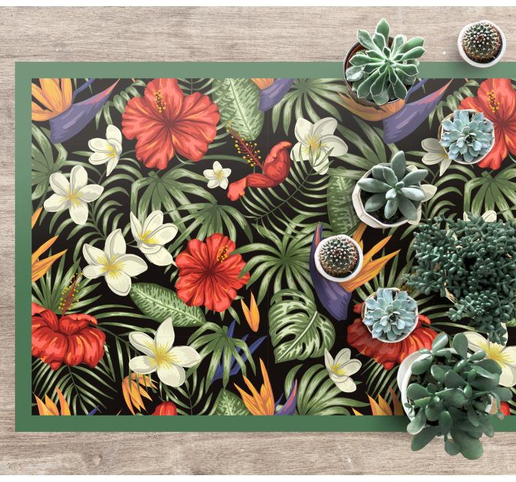 Tropical colorful pattern vinyl rug flowers - TenStickers