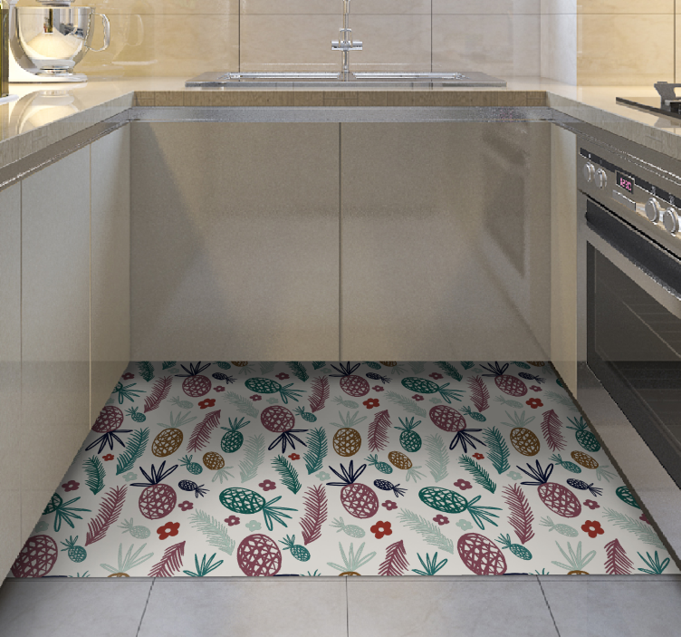 Tropical Fruit Motif vinyl rug flowers - TenStickers