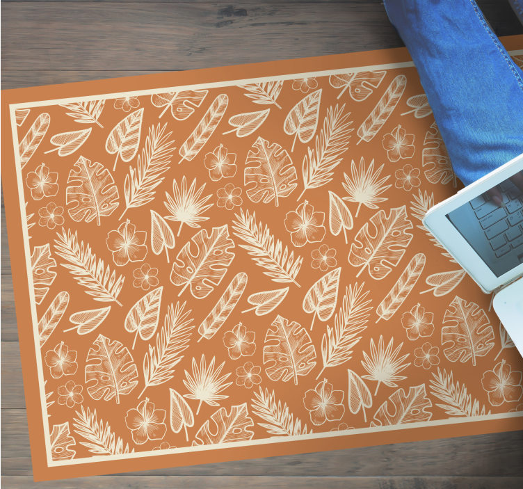 Tropical Leaf Inspiration vinyl rug flowers - TenStickers