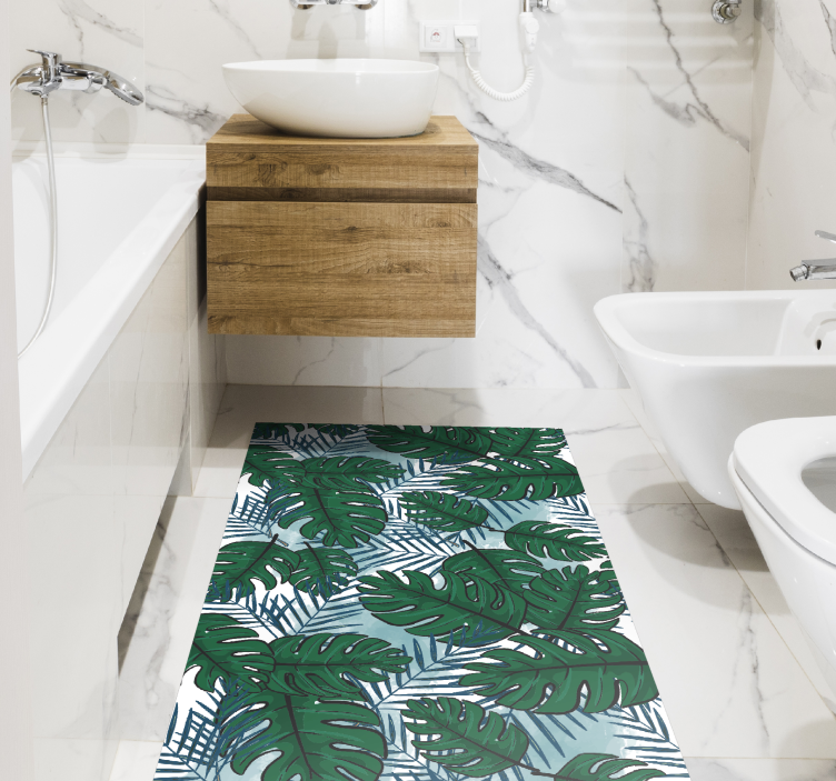 Tropical Monstera Pattern floral vinyl rug - TenStickers