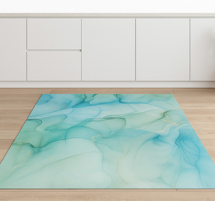 Turquoise wave effect marble vinyl rug - TenStickers