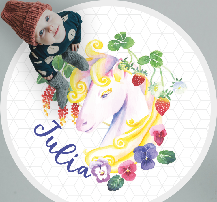Custom unicorn blossom teenage bedroom vinyl rug - TenStickers