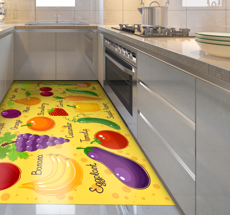 Vegetables with names  kitchen floor tiles - TenStickers