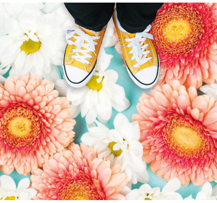 Vibrant blossom vinyl rug flowers - TenStickers