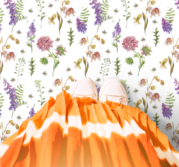 Vibrant Blossom Composition vinyl rug flowers - TenStickers