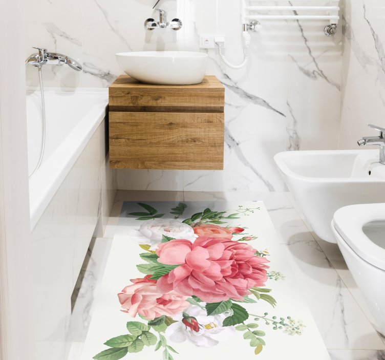 Vibrant Floral Arrangement vinyl rug flowers - TenStickers