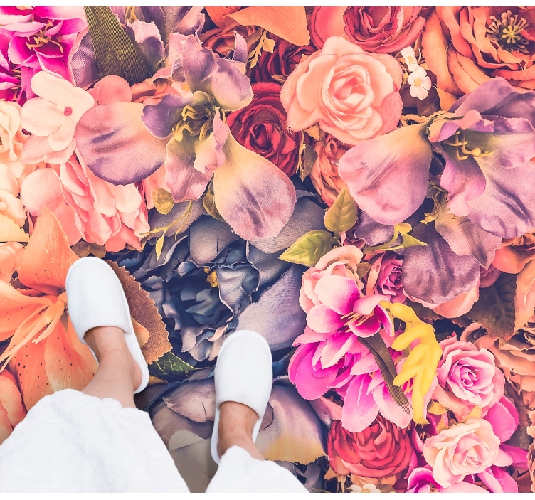 Vibrant Floral Element vinyl rug flowers - TenStickers