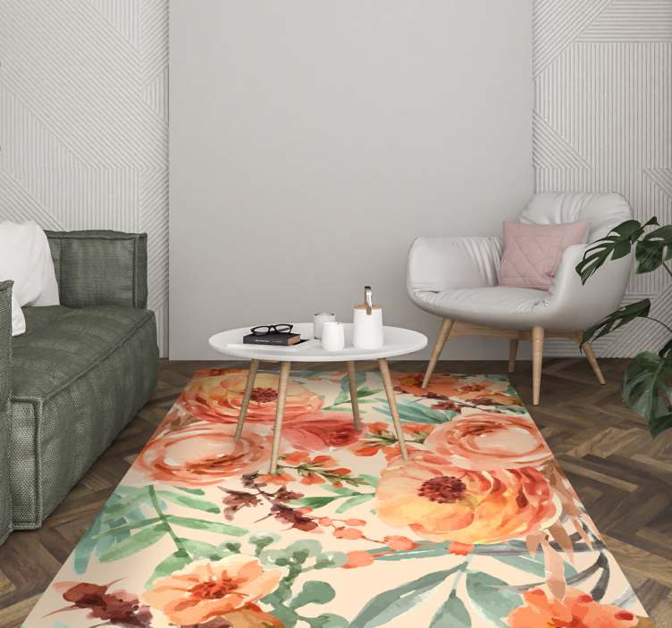 Vibrant Showcase nature vinyl rug flowers - TenStickers