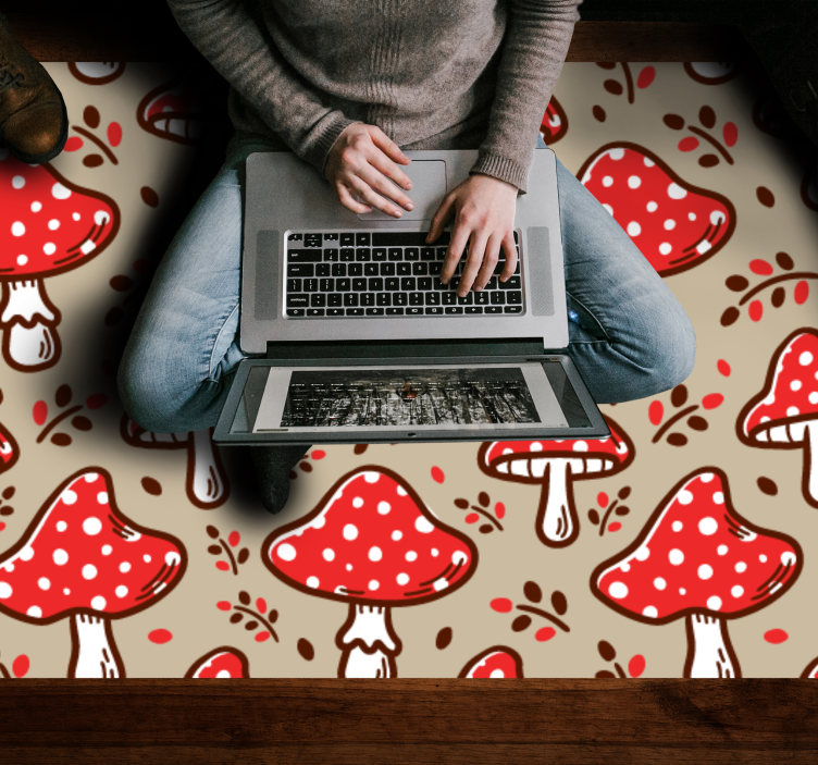 Vibrant Fungal Motifs vinyl rug flowers - TenStickers