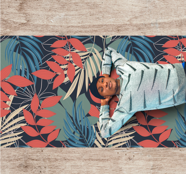 Vibrant Leaf Pattern vinyl rug flowers - TenStickers